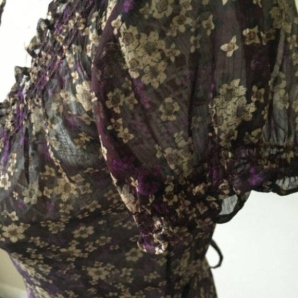 Converse Floral Purple Brown tee Top blouse - Picture 6 of 6